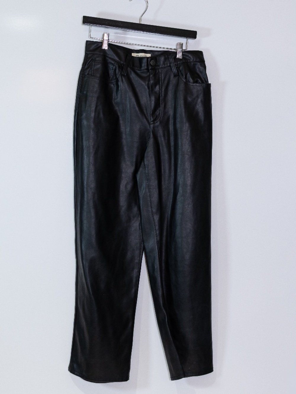 Madewell The Perfect Vintage Wide-Leg Pant Faux Leather Edition Solid Black 28